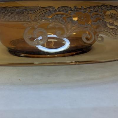 Fostoria Glass Vesper Amber Console Bowl 