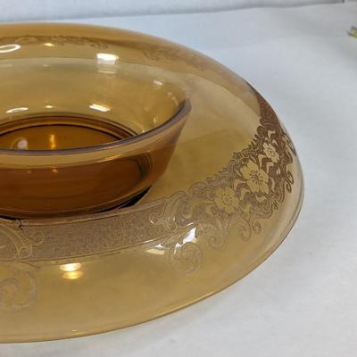 Fostoria Glass Vesper Amber Console Bowl 