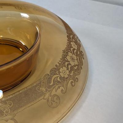 Fostoria Glass Vesper Amber Console Bowl 