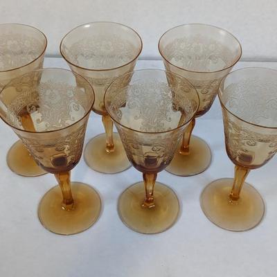 Fostoria Glass Vesper Amber 7 1/4" Water Goblets
