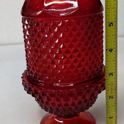 Viking Glass Red Quilted Crystal Fairy Lantern