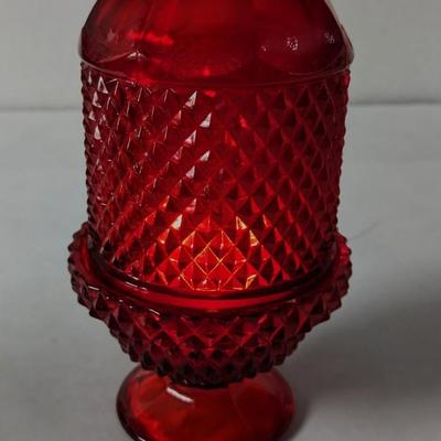 Viking Glass Red Quilted Crystal Fairy Lantern