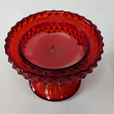 Viking Glass Red Quilted Crystal Fairy Lantern