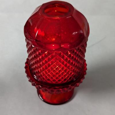 Viking Glass Red Quilted Crystal Fairy Lantern