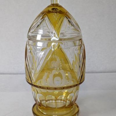 Lead Crystal Faberge Style Lidded Egg Shape Apothecary Container
