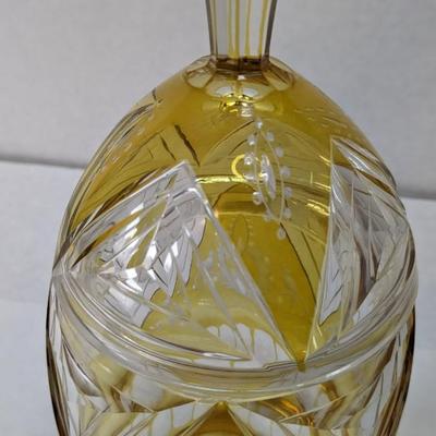 Lead Crystal Faberge Style Lidded Egg Shape Apothecary Container
