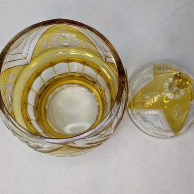 Lead Crystal Faberge Style Lidded Egg Shape Apothecary Container