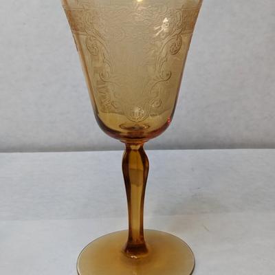 Fostoria Glass Vesper Amber 7 1/4" Water Goblets