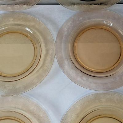 Fostoria Glass Vesper Amber Dinner Plates
