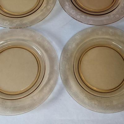 Fostoria Glass Vesper Amber Dinner Plates