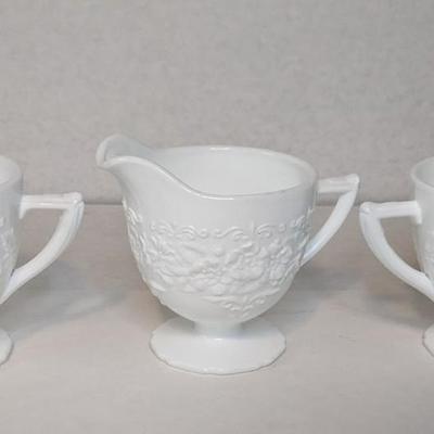 Indiana Glass Orange Blossom Milk Glass Dish Set