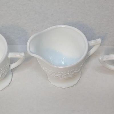 Indiana Glass Orange Blossom Milk Glass Dish Set