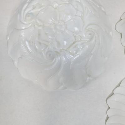 Indiana and Fenton Wild Rose Milk Glass Serving Bowls 