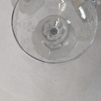 Etched Depression Champagne Glasses/ Tall Sherbert