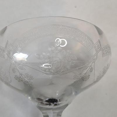 Etched Depression Champagne Glasses/ Tall Sherbert