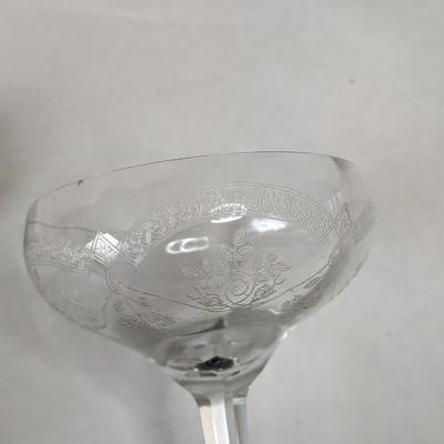 Etched Depression Champagne Glasses/ Tall Sherbert