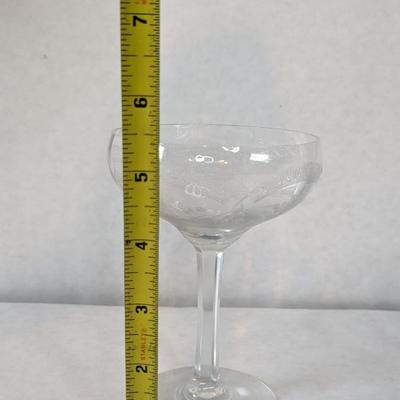 Etched Depression Champagne Glasses/ Tall Sherbert