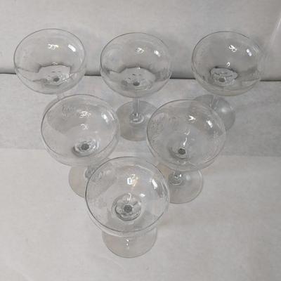 Etched Depression Champagne Glasses/ Tall Sherbert
