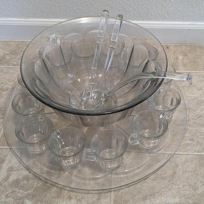 Antique Ornate and Oversized Punch Bowl and Plattter