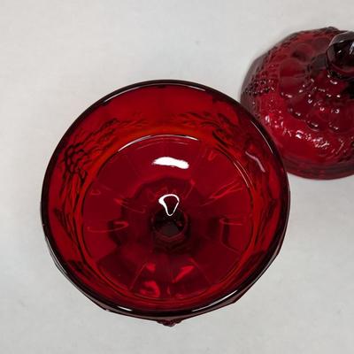 Red Fenton Wreathed Cherry Cream and Sugar