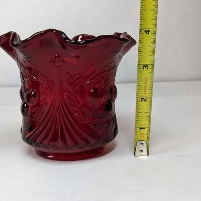 Red Fenton Wreathed Cherry Cream and Sugar