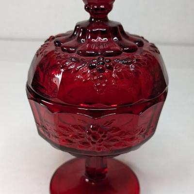 Red Fenton Wreathed Cherry Cream and Sugar