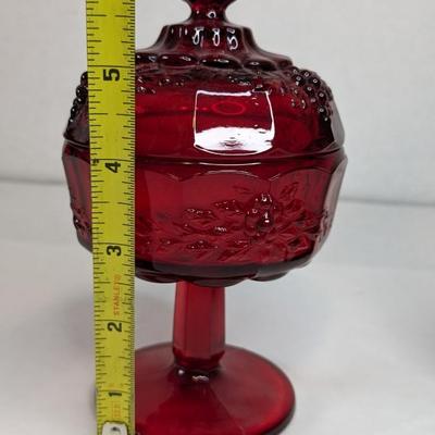 Red Fenton Wreathed Cherry Cream and Sugar
