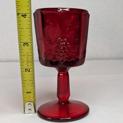 Red Fenton Wreathed Cherry Cream and Sugar
