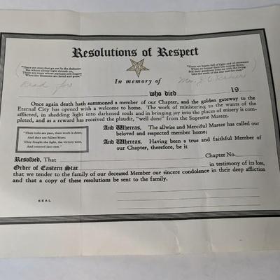 Order of the Eastern Star Masonic Memorabilia