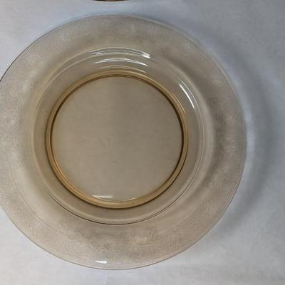 Fostoria Glass Vesper Amber Dinner Plates