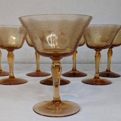 Fostoria Glass Vesper Amber Cocktail Glasses 