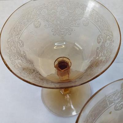 Fostoria Glass Vesper Amber Cocktail Glasses 