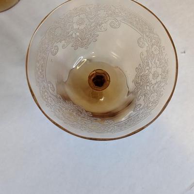 Fostoria Glass Vesper Amber Cocktail Glasses 