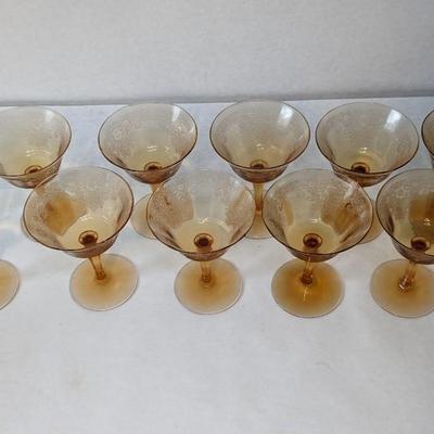 Fostoria Glass Vesper Amber Cocktail Glasses 
