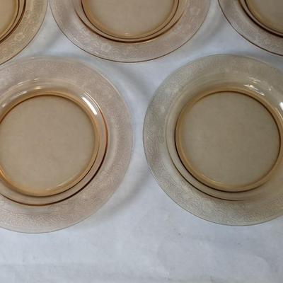 Fostoria Glass Vesper Amber 7" Salad Plates