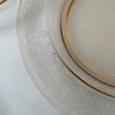 Fostoria Glass Vesper Amber 7" Salad Plates