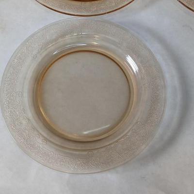 Fostoria Glass Vesper Amber 7" Salad Plates