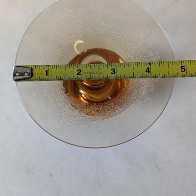 Fostoria Glass Vesper Amber Candle Stick Holders