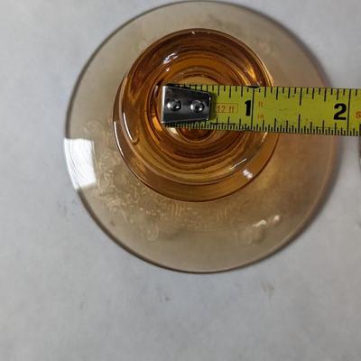 Fostoria Glass Vesper Amber Candle Stick Holders
