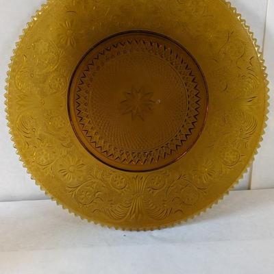 Amber Glass Pitcher and Tray