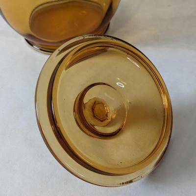 Amber Glass Pitcher and Tray
