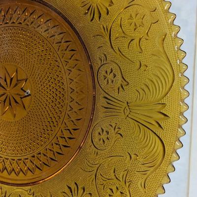 Amber Glass Pitcher and Tray