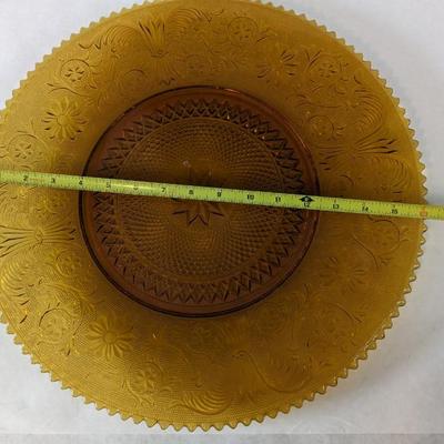 Amber Glass Pitcher and Tray