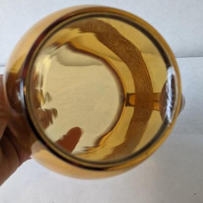 Amber Glass Pitcher and Tray