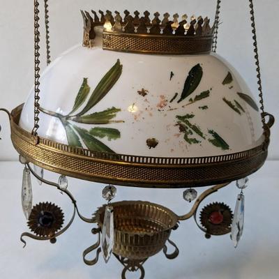 Hanging Oil Lamp with Glass Shade