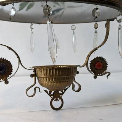 Hanging Oil Lamp with Glass Shade