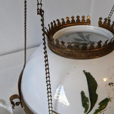 Hanging Oil Lamp with Glass Shade
