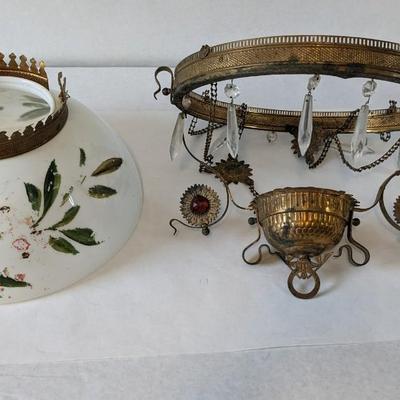 Hanging Oil Lamp with Glass Shade