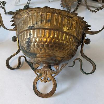 Hanging Oil Lamp with Glass Shade