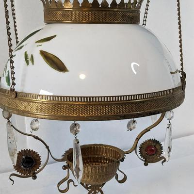 Hanging Oil Lamp with Glass Shade